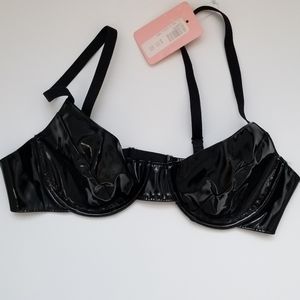 Vinyl bra, black, small